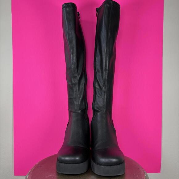 Steve Madden Berkleigh Black Chunky Platform Block Heel Knee High Boot US 6.5 - Picture 2 of 9
